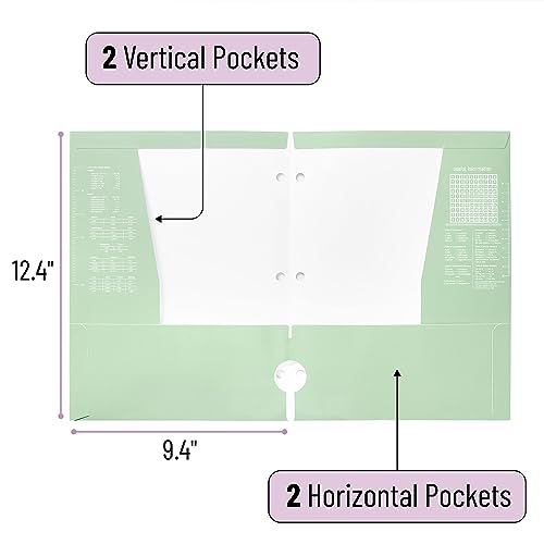 Mr. Pen Pastel 4-Pocket Folders Pack of 4, 12.5 x 9.5 Inch Durable Paper Office Organizers