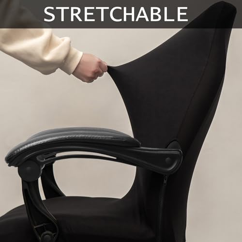 Melaluxe Universal Stretch Office Chair Cover - Black, Large (Chair Cover Only)
