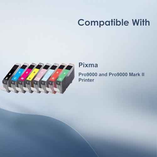 CLI-8 Ink Cartridges 8-Pack Replacement for Canon CLI 8 cli8 Ink Cartridges Combo Pack Compatible for Pixma Pro9000 and Pro9000 Mark II Printer (1BK 1C 1M 1Y 1PC 1PM 1R 1G)