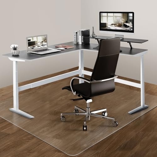 PHOUZIN 63x51 Extra Large Clear Office Chair Mat for Hardwood Floor – without Lip, Heavy Duty 1.5mm