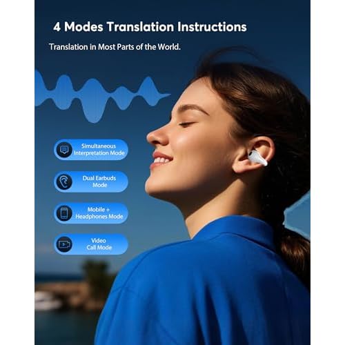 AI Translation Earbuds Real Time 144 Languages 60H Playtime Translator Ear Buds Audifonos Traductores Ingl?s Espa?ol Wireless Earphones Bluetooth Headphones for Travel Business Meeting