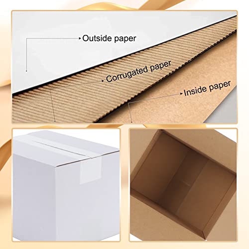 Calenzana 8x6x6 Shipping Boxes Set of 40 - White Corrugated Cardboard Mailers for Small Business & Packing