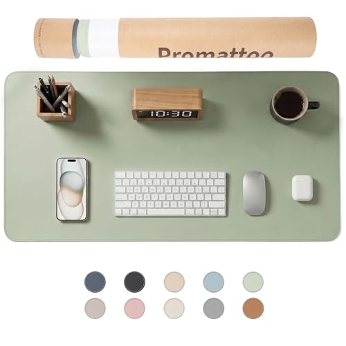 Matcha Green Extra Large Desk Mat for Office Waterproof PU Leather Mouse Pad