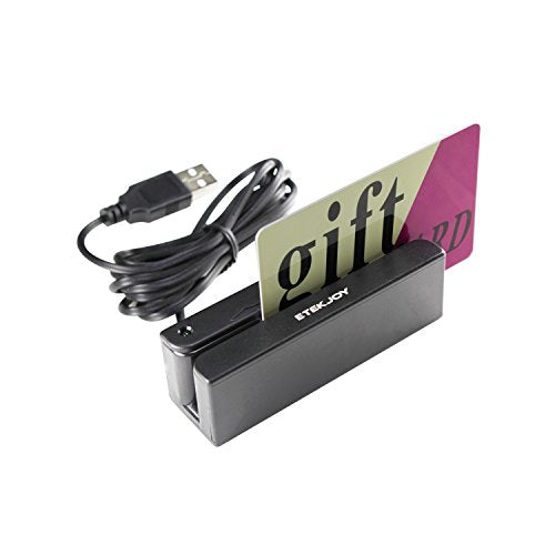 ETEKJOY USB Magnetic Stripe Card Reader - 3-Track POS Credit Card Swipe Device