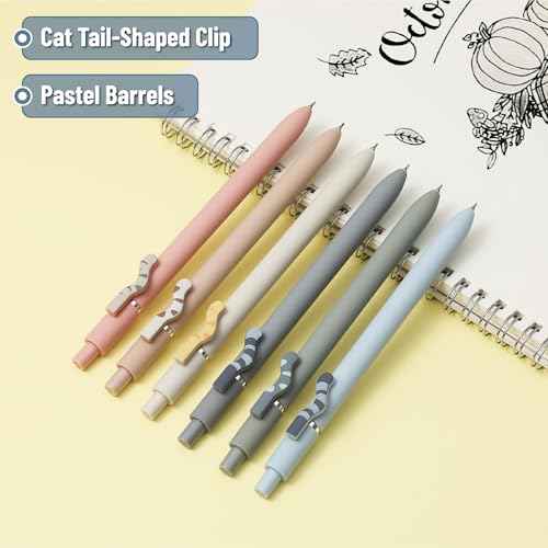 Mr. Pen- Retractable Gel Pens, 6 Pack, Black Ink, Cat Gel Pens, Cat's Tail Gel Pens Fine Point 0.5mm, Retractable Pens, Aesthetic Pens for Journaling Fine Tip Pens, Cute Cat Pens for Cat Lovers