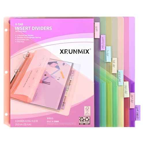 8-Tab Binder Dividers, Index Pockets for 3 Ring Binders, 8 Pastel Colors, US Letter Size (1)