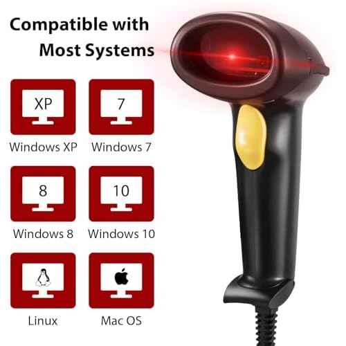 Esky Barcode Scanner with Stand, Wired Handheld Bar Code Scanner with Adjustable Stand, Automatic 1D USB Laser Scanner Support Windows/Mac/Linux for Store, Supermarket, Warehouse, Library