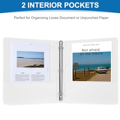 1 inch 3-Ring Binder, 1" Round Ring Binders with 2 Inside Pockets, View Basic 1 in Binders, Clear View Cover 1-inch-Binder Holds 8.5'' x 11''Paper for Office/Home/Back to School£¨Pack of 12, White