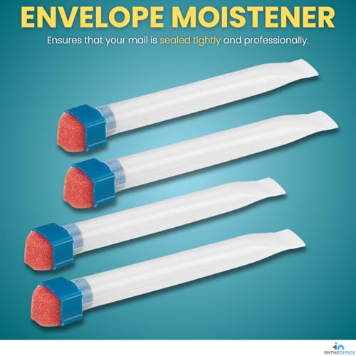 1InTheOffice Envelope Moistener - 4 Pack Water-Based Stamp Sealers for Envelopes