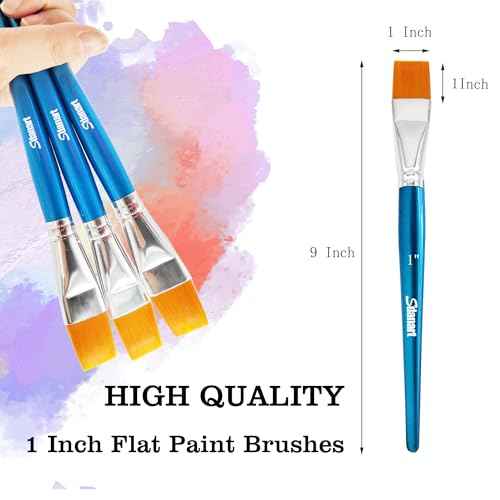 1 inch Flat Paint Brushes for Acrylic Painting£¬3 PCS Large Acrylic Paint Brush Bulk£¬Fabric Paintbrushes Craft Brush£¬Artists Paintbrush for Watercolor Oil Rock Face Body Art Canvas (3)