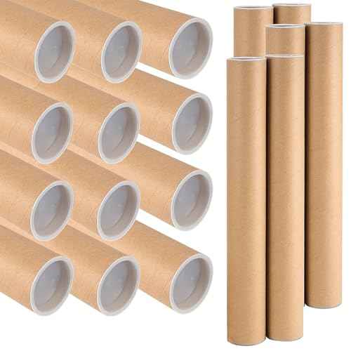 HOIGON18 Pack 2 x 16 Inch Mailing Shipping Tubes with Caps, Thick Mail Tubes Cardboard Mailing Tube for Packing,Shipping, Artwork, Crafts, Storage of Poster