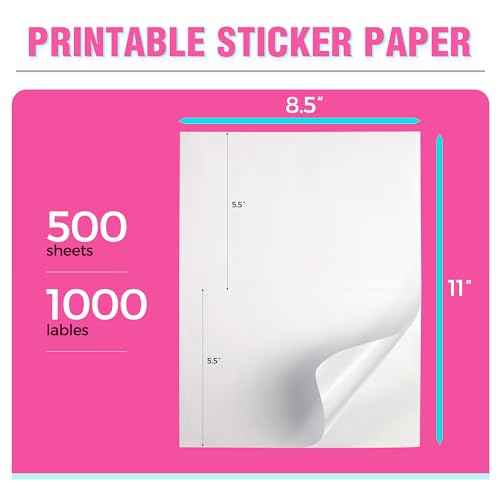 1000 Label Paper for Printer 8.5" x 5.5" Half Sheet Shipping Labels Self Adhesive Matte White 2 Per Sheet Printer Label Paper