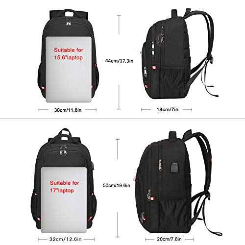 Travel Laptop Backpack, Black Backpack for Men and Women with USB Slit Business Computer Back Pack (Black, 15.6 Inch)