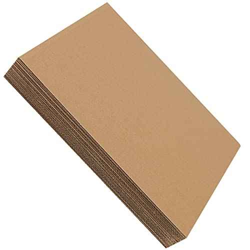 100 Pack 12 x 9 Inch Corrugated Cardboard Sheets, 2mm Thick Corrugated Cardboard Filler Inserts Flat Kraft Cardboard Sheets For Shipping, Mailing, Crafts