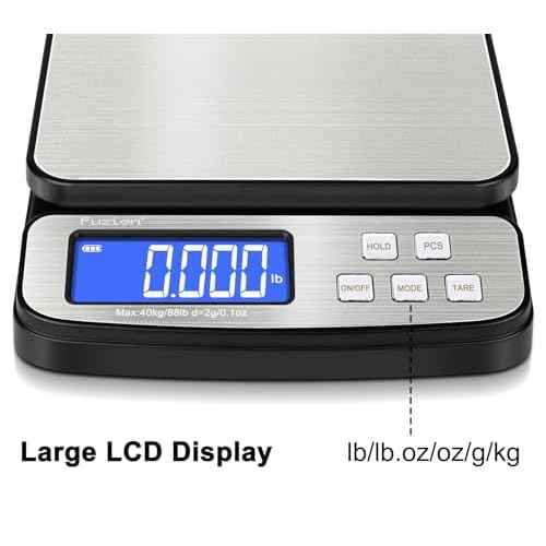 Fuzion Digital Shipping Postal Scale - 88lb x 0.1oz, Stainless Steel Platform, 5 Units, Hold/Tare/PCS Counting, Easy Calibration, Large LCD, Scale for Packages, All-in-1 Shipping Scale