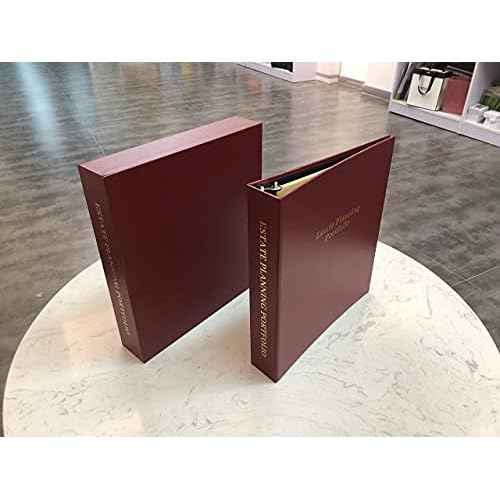 Red Estate Planning Binder with Slipcase and 11 Tabs, Holds Up to 200 Pages