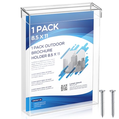 Thyle 8.5” x 11” Waterproof Clear Outdoor Brochure Holder Wall Mount Lid