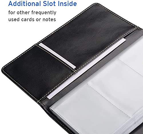 Sooez Leather Business Card Holder Organizer Black Classic Style, Fits 240 Cards