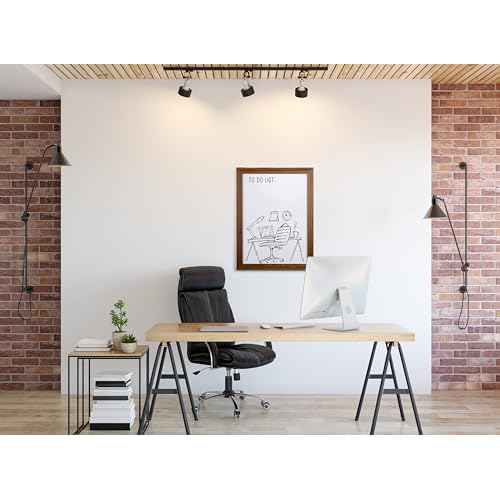 Real Wooden Framed Magnetic Dry Erase Whiteboard, 18" X 24", Vertical/Horizontal Wall Mount, Includes Black Marker, Eraser and 4 Magnets, by Better Office Products (Rustic Brown)