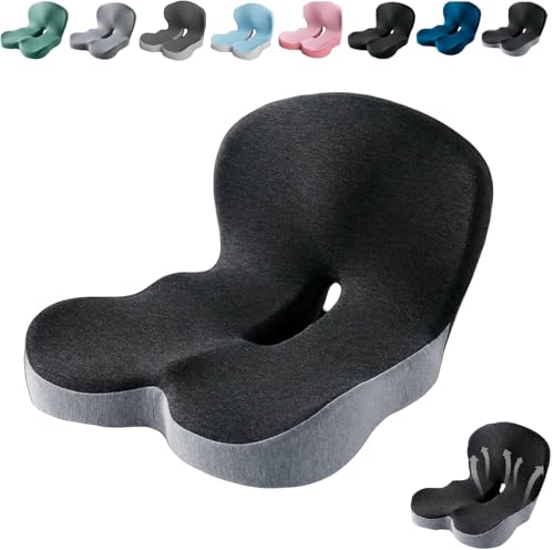 Kurbetts Memory Foam Orthopedic Seat Cushion with Adjustable Strap – Ergonomic L-Shaped Car, Office & Wheelchair