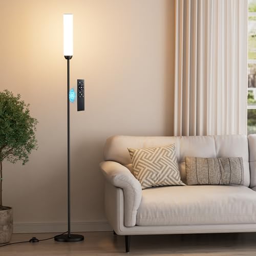Ambimall Black 65-Inch LED Floor Lamp with Remote & Foot Switch