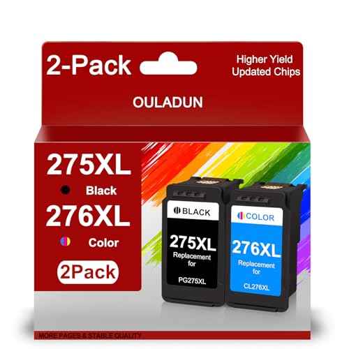 275 and 276 Ink Cartridges Combo Pack Replacement for Canon 275 and 276 XL PG-275XL CL-276XL Ink for Canon PIXMA TS3520 TS3522 TS3500 TR4720 TR4722 TR4700 Printers£¨1 Black, 1 Color,Value Pack£©