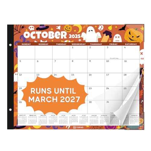 Desk Calendar 2025-2026, 18 Months Calendar Runs from October 2025 to March 2027 - Large 22" x 17" Desktop Monthly Calendar for Home, School, or Office - Seasonal Pattern