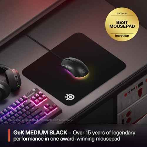 SteelSeries QcK Medium Gaming Mousepad ? Black ? Non-Slip Silicone Rubber Base ? Peak Tracking and Stability ? Optimized for Gaming Sensors ? 320 mm x 270 mm ? FPS, MOBAs, RTS, MMO
