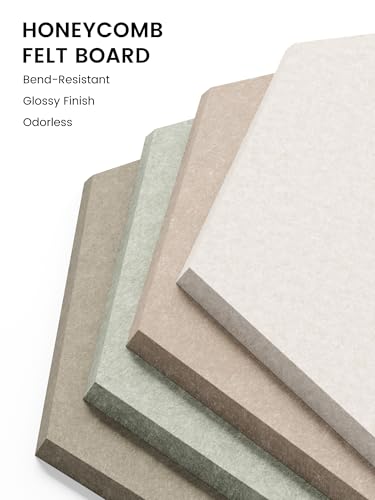 Fluxynara Linen Dusk Hexagon Felt Bulletin Board Tiles 12-Pack - Large, Pin & Adhesive Set