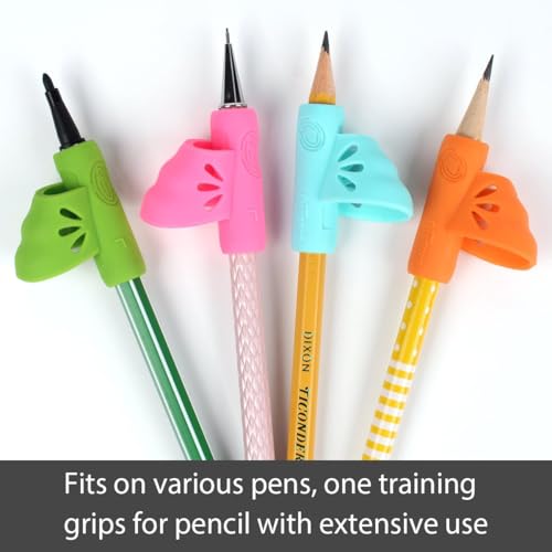 Firesara Left-Handed Butterfly Pencil Grip for Kids & Adults, Yellow, 4 Pack