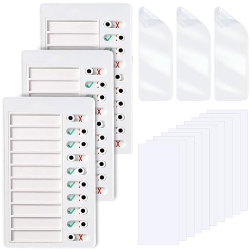 3 Pieces to Do List Checklist Boards, Plastic Memo Boards, Detachable Message Boards Checklist Slider, Schedule Planning Boards with 3 Acrylic Adhesive and 10 Cardstock for Check Items Accessories