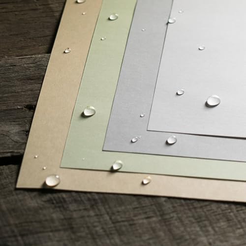 Rite in the Rain Weatherproof Card Stock, 8.5" x 11", 100#, 20 Sheets of White, Green, Tan, and Gray, 80 Sheet Pack (No. HW8511M)