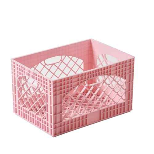 J&V TEXTILES 2 Pack Stackable Crates for Office Storage and Classroom Organization, 16, 24 Quart (Blush)