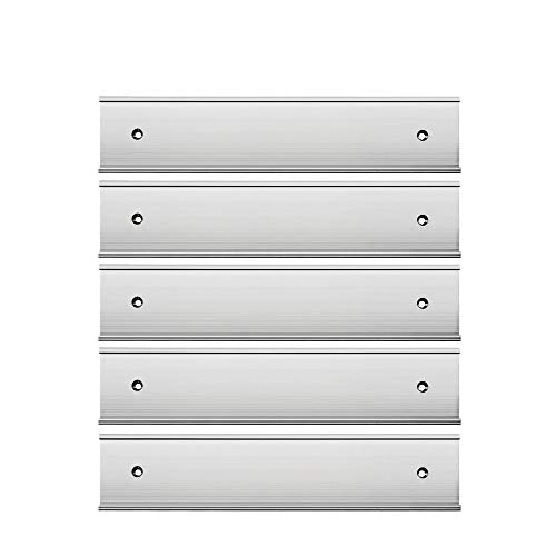 Silver Aluminum Name Plate Holder 2x8 Inch Wall or Door Mount - 5 Pack