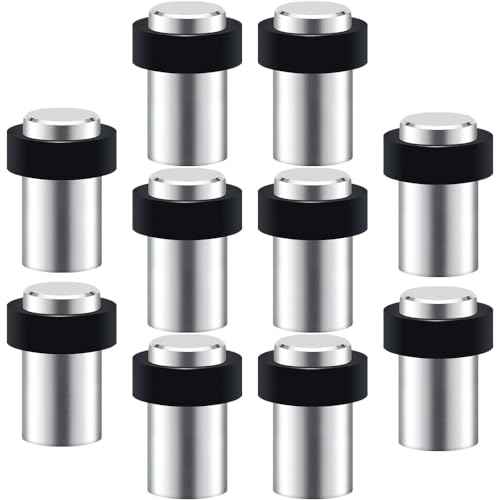 10 Pack Door Stop Floor Mount Door Stopper Stainless Steel Rubber Door Stop Height 2.4" for Home Office Hotel etc