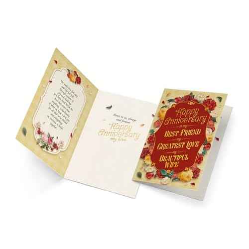 Prime Greetings Wife Anniversary Card, Made in America, Thick Card Stock with Premium Envelope Packaged in a Reusable Presentation Mailer, Eco-Friendly, 5in x 7.75in