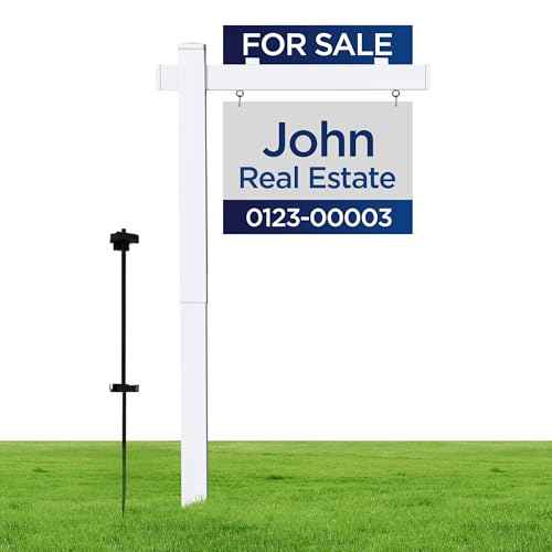 Real Estate Sign Posts Real Estate Signs Holder Realtor Sign Colonial Post 6ft Tall Made of Vinyl PVC Holds for Sale Yard Signs Up To 24 Inch
