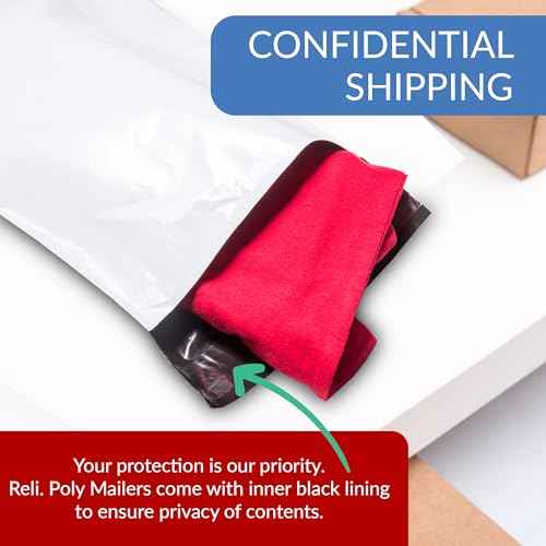 Reli. Poly Mailers 6x9 | 1000 Pcs Bulk | Small Mailing Envelopes/Shipping Bags | White Packaging Bags for Shipping | Non-Padded Poly Mailers | Self Sealing for Small Items, Bulk (White)