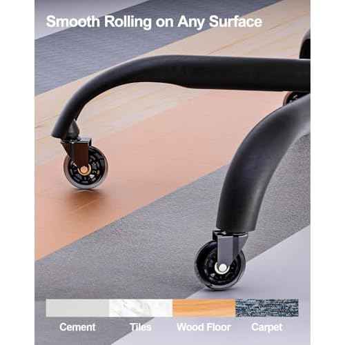 Marsail Office Chair Wheels, Quiet and Smooth Rolling, Replacement Rubber Chair Casters for All Floors, 3 Inch Heavy-Duty Ergonomic Office Chair Casters with Scratch-Free Design, Set of 5