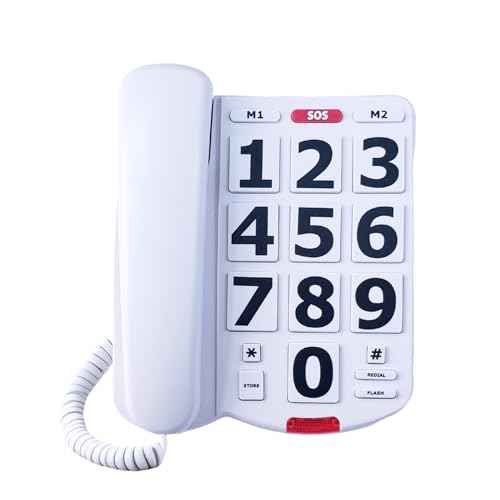 TelPal Corded Big Button Phone for Seniors Home, Wired Large Number Landline Telephone for Visually Impaired Old People with Extra Loud Ringer, Emergency House Phones