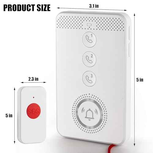 Wireless Caregiver Pager with Voice Call Function (Need SIM Card), Medical Alert System for Seniors, Two-Way Calling & Voice Recognition and Emergency Pull Cord for Elderly/Patient/Disabled Monitoring