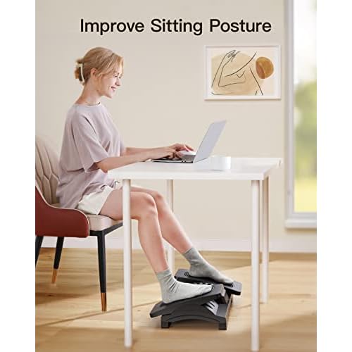 HUANUO Foot Rest Under Desk, Adjustable Ergonomic Footrest for Under Desk at Work or Gaming with Massage Texture and Roller, 20 Degree Tilt Angle Adjustment, Foot Stool for Office, Home