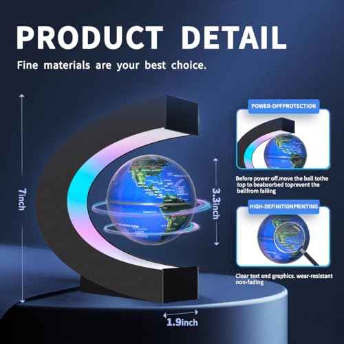 Magnetic Levitating Floating Globe with LED Lights, Cool Gadgets C Frame Globe Lamp for Men Father Husbands Boys Girls and Kids, Cool Tech Gift for Office Home Bookshelf Desk Decor