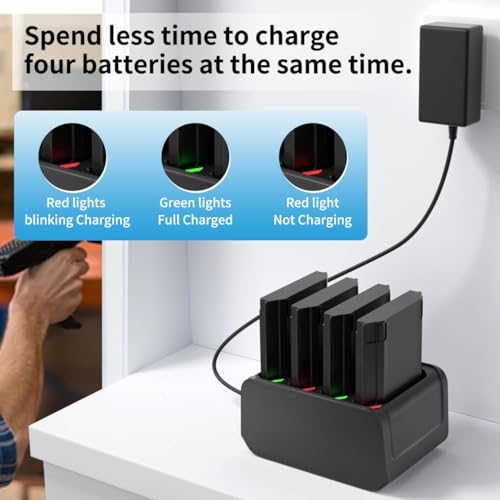 4 Slot Charging Cradle kit for Zebra TC77 TC70 TC75 Battery SAC-TC7X-4BTYC1 Barcode Scanners BT-000318 TC72 TC70X TC75X Battery Charger Station with Type-C Cable and Power Adapter (1)