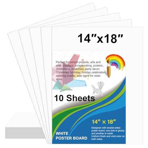 10 Pcs White Poster Board Paper 14x18, ROOKEA Blank Graphic Display Vision Boards Bulk for School Arts Classroom Crafts Projects Presentations Drawing Scrapbooking
