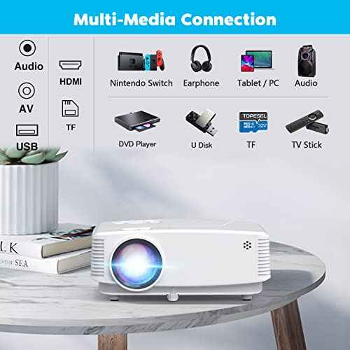 Mini Portable Projector 1080P Full HD Supported, Movie Projector Compatible with Smartphone & Tablet TV Stick Laptop HDMI USB (manual focus)