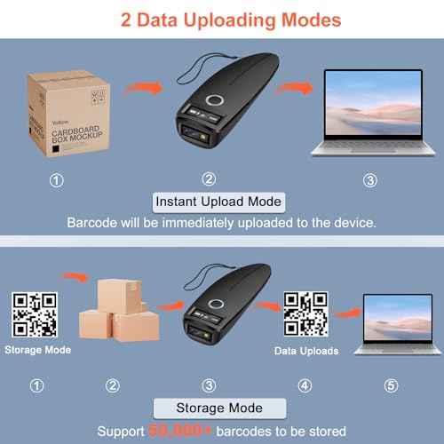 KUIIYER Mini Bluetooth Barcode Scanner, Wireless 2D QR 1D Bar Code Scanners with OLED Digital Display & AI Voice, Small Portable Handheld Barcode Reader for iPhone, Android, iPad, PC Computers & POS