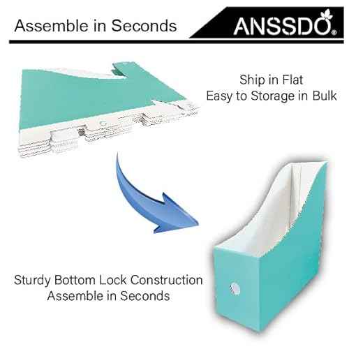 24 Pack Teal Cardboard Magazine Holders, Premium Magazine File Holder for Desk, Foldable Large Volume Magazine File Organizer as Book Bins or Folder Holder for Office or School¡¦