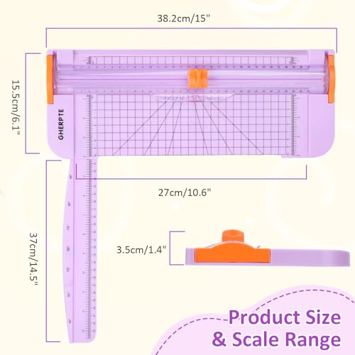 Purple A4 Paper Cutter 12 Inch Trimmer with 2 Replacement Blades & Safety Guard