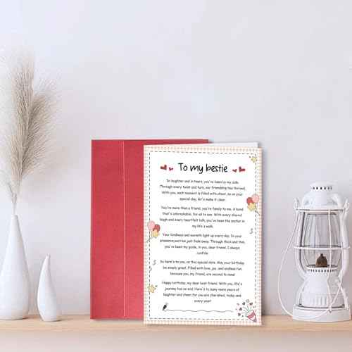 Poem Birthday Card for Best friend, Happy Birthday Card for Bestie BFF, Best Friend Birthday Card for Woman Her, Closest Friend Birthday Card, Thank You Card for Friend